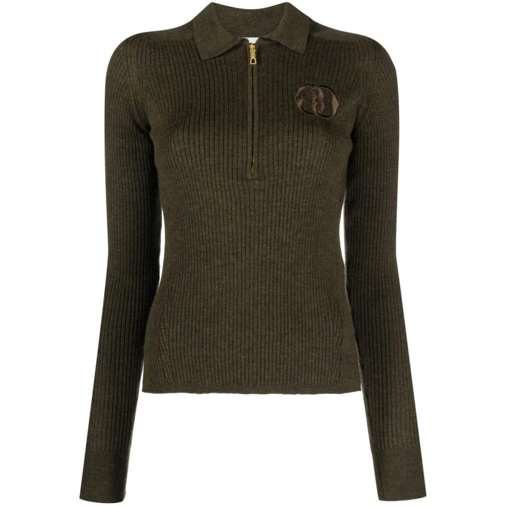 Top à manches longues 'Logo-Embroidered Ribbed-Knit' pour Femmes
