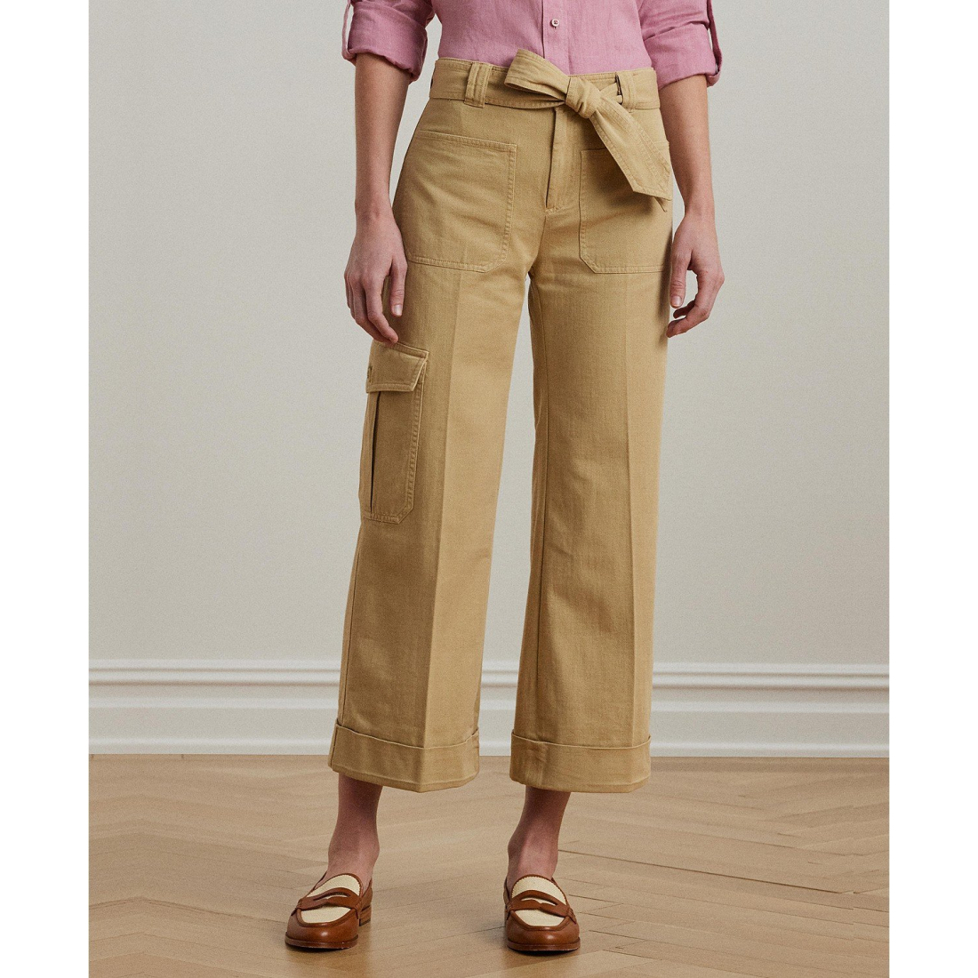 Women's 'Pleated Twill Wide-Leg' Cargo Trousers