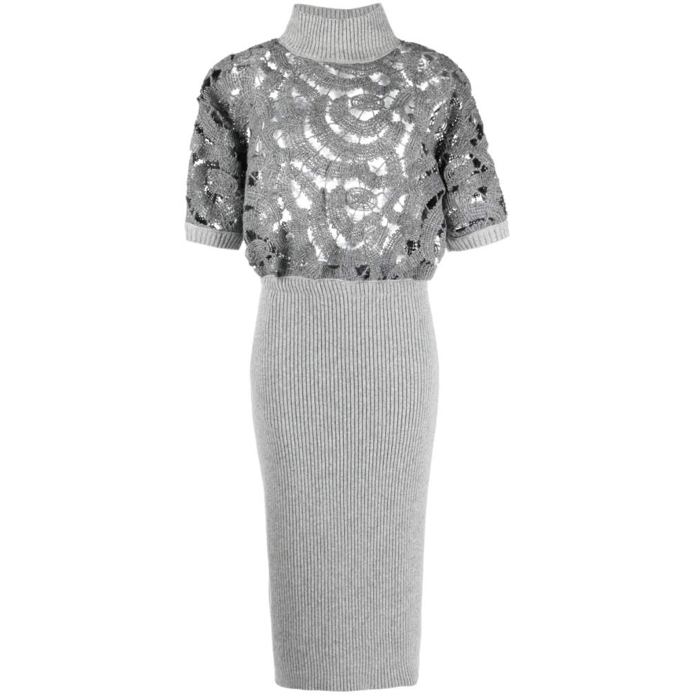 Robe Midi 'Guipure-Lace Knit' pour Femmes