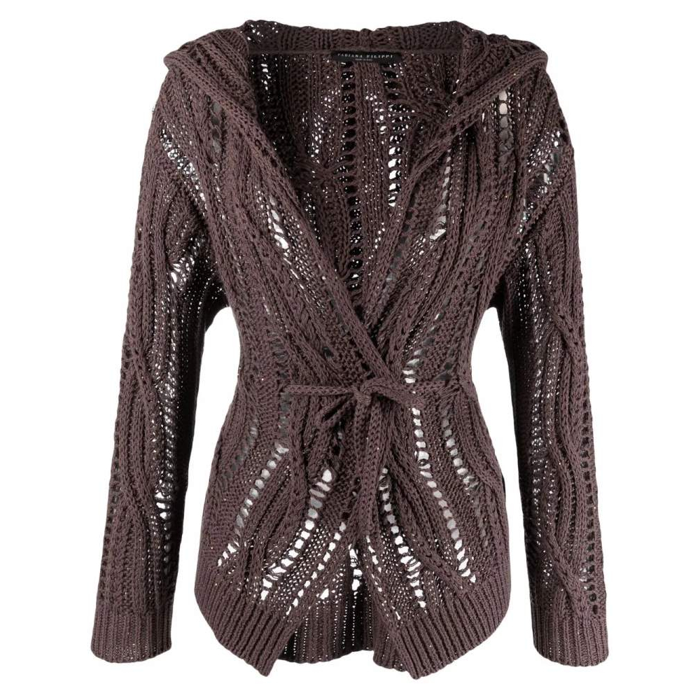 Cardigan 'Sequin Cable-Knit Hooded' pour Femmes