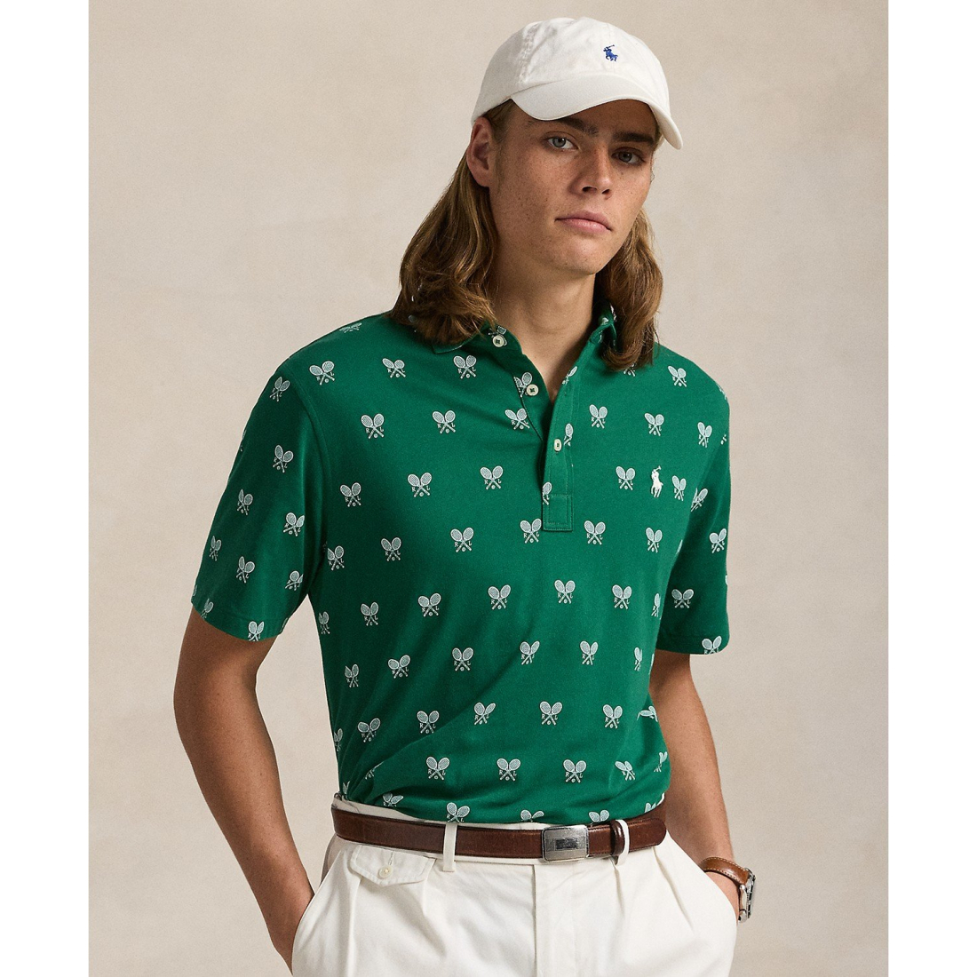Polo 'Classic-Fit Racquet-Print' pour Hommes