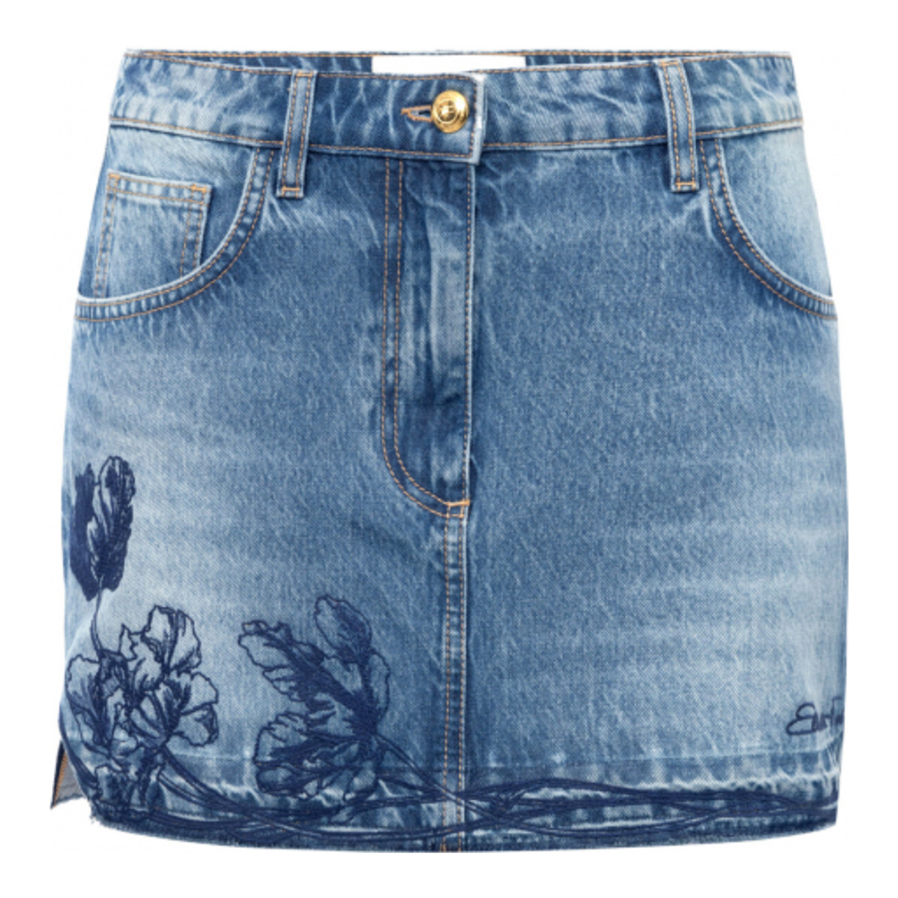 Mini Jupe 'Denim Floral Embroidery' pour Femmes