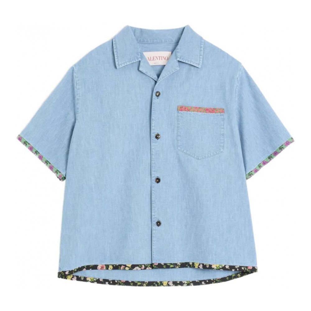 'Floral-Trim Bowling' Denim-Hemd für Herren