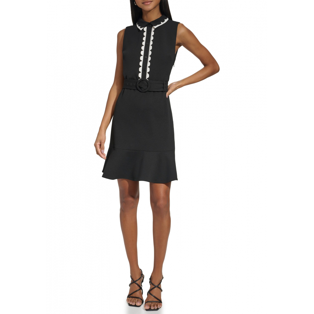 Robe ajustée et évasée 'Sleeveless Collar Solid' pour Femmes