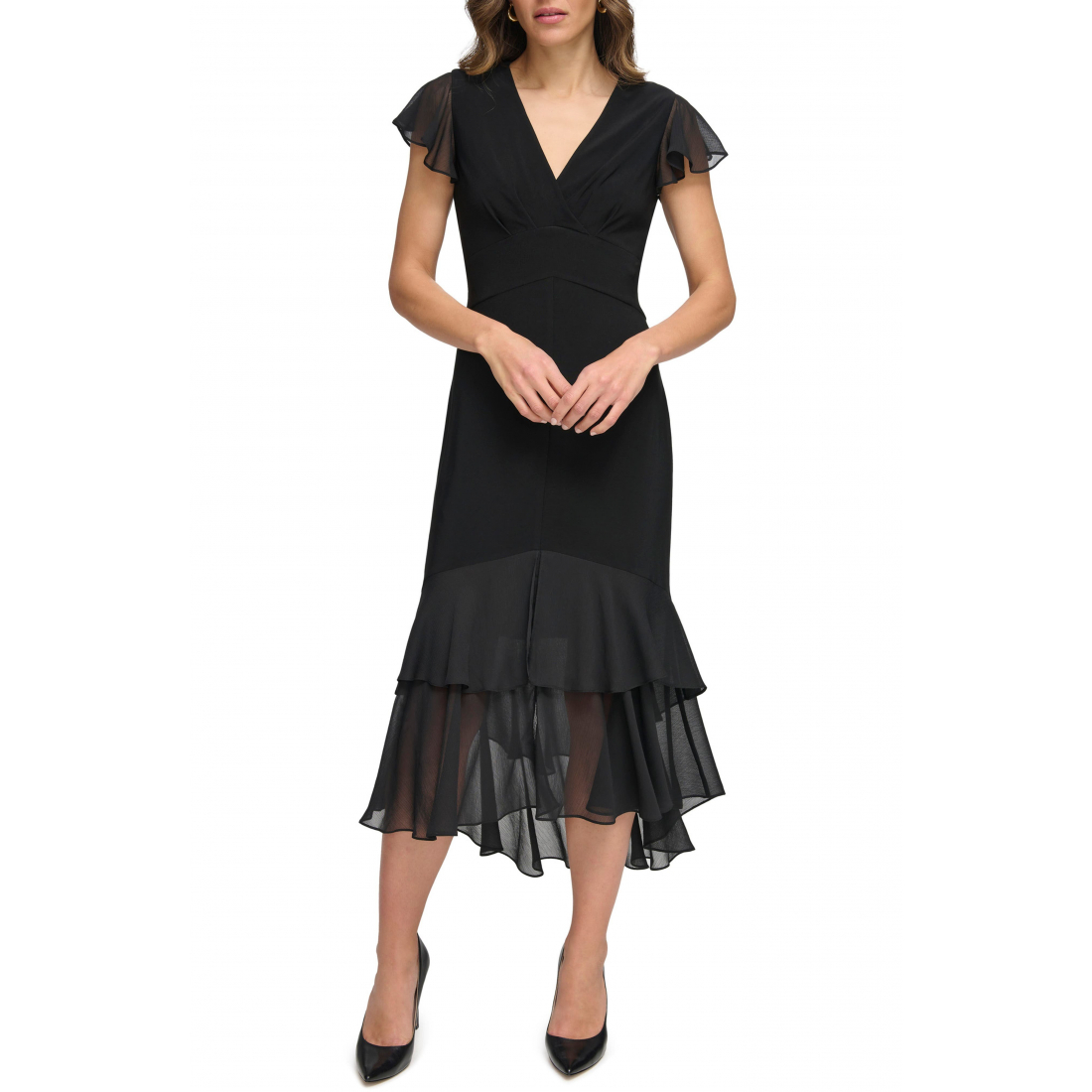 Robe Midi 'Mixed Media High-Low' pour Femmes