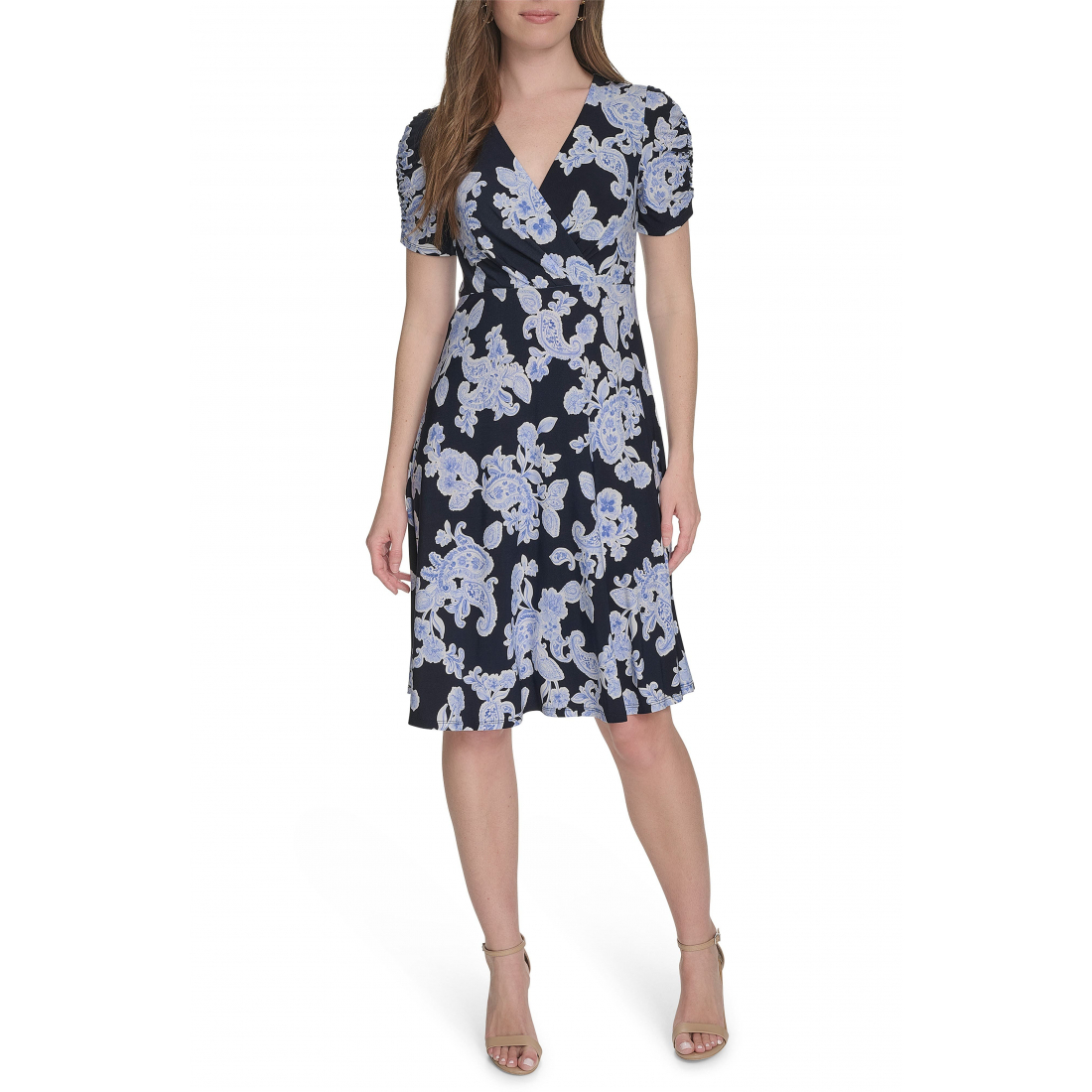 'Paisley Short Sleeve Jersey' Fit & Flare Kleid für Damen