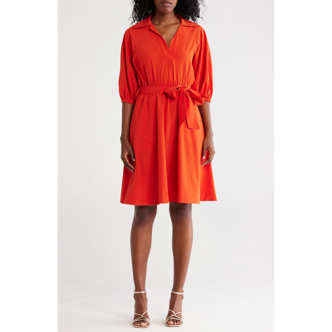 Robe chemise 'Puff Sleeve A-Line' pour Femmes