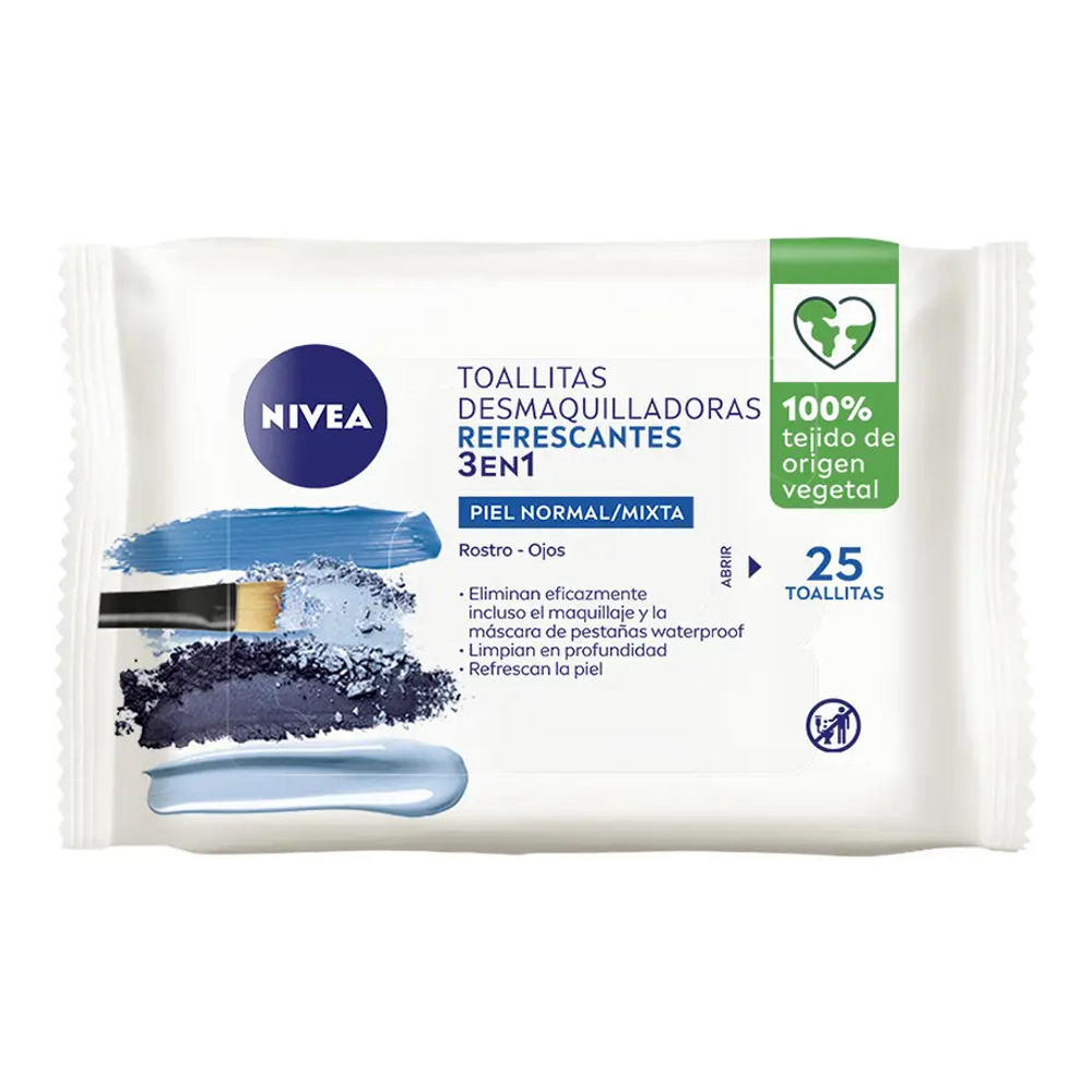 '3-in-1 Refreshing Biodegradable' Make-Up Remover Wipes - 25 Wipes