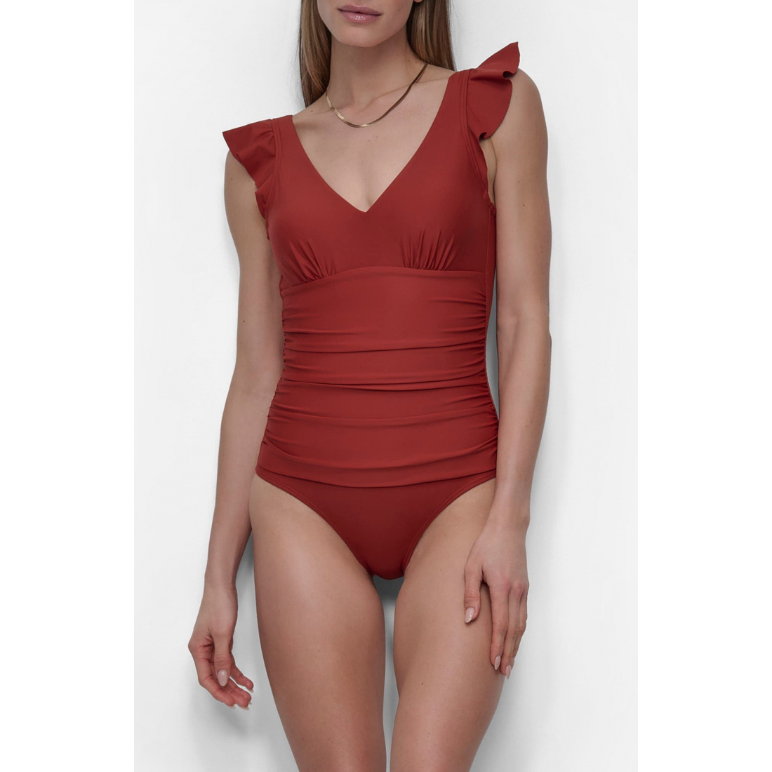 Maillot de bain 'Plunge Neck Ruffle One-Piece' pour Femmes