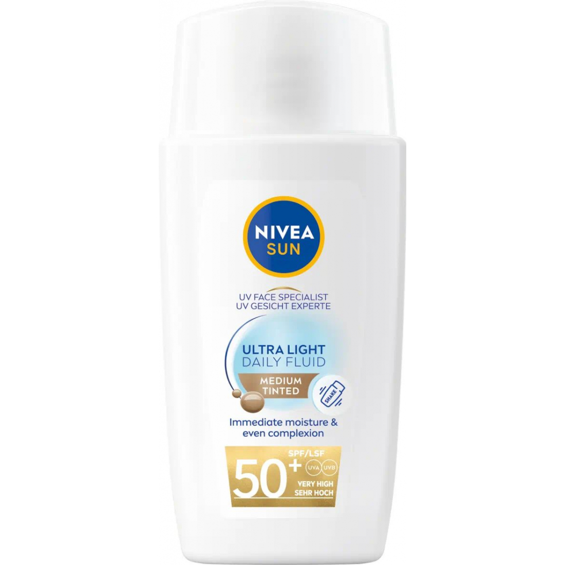 Crème solaire teintée 'Ultra Light Daily +Hyaluron SPF50+' - Medium, 40 ml