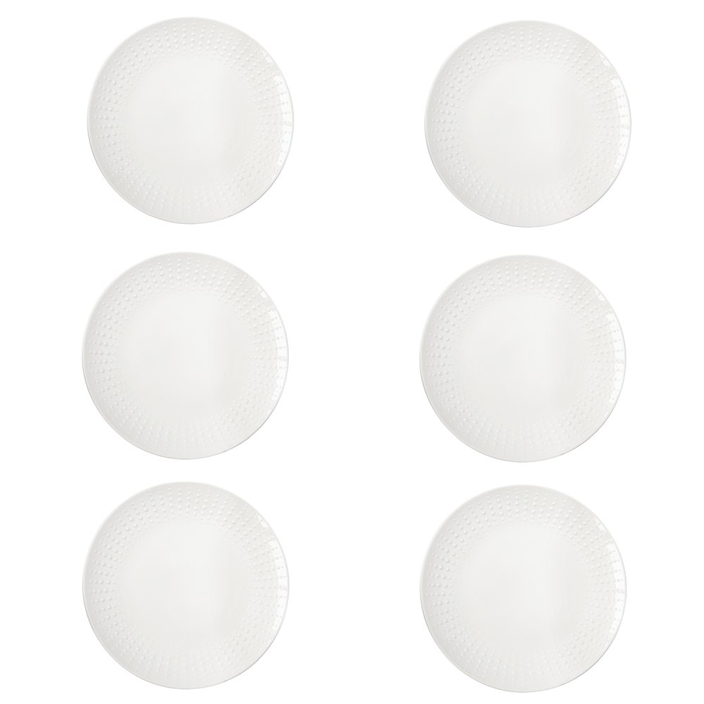 Set Mit 6 Weißen Drops-Speisetellern