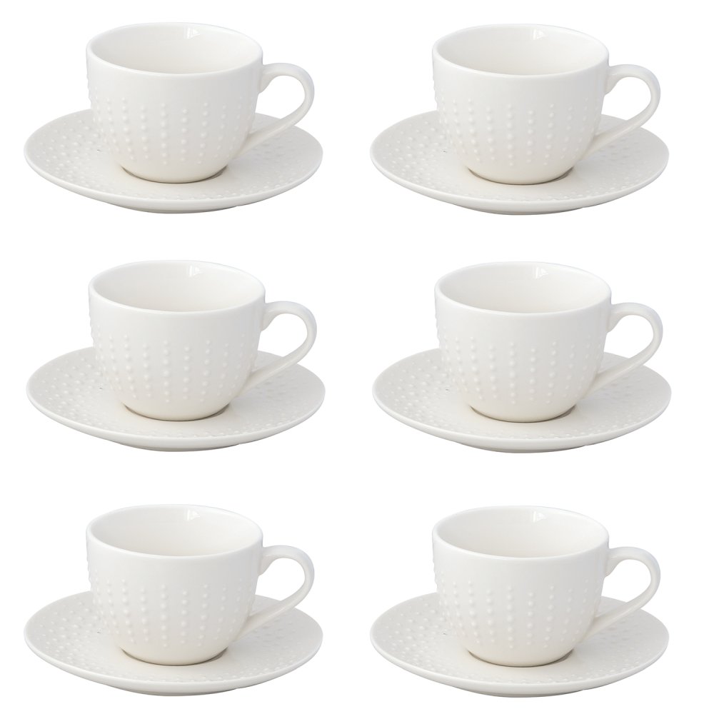 Ensemble De 6 Tasses Et Soucoupes À Thé Drops Blanches