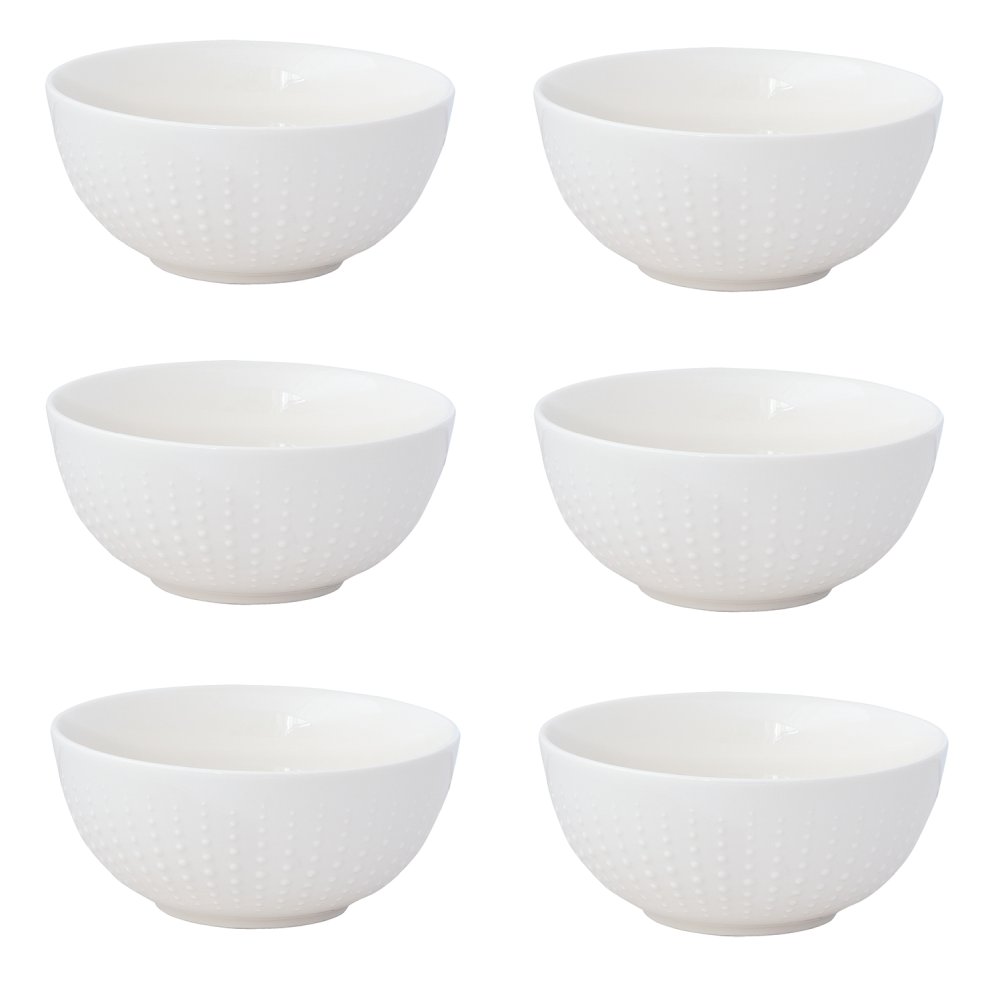 Set Mit 6 Weißen Drops-Schalen, Ø 12 cm