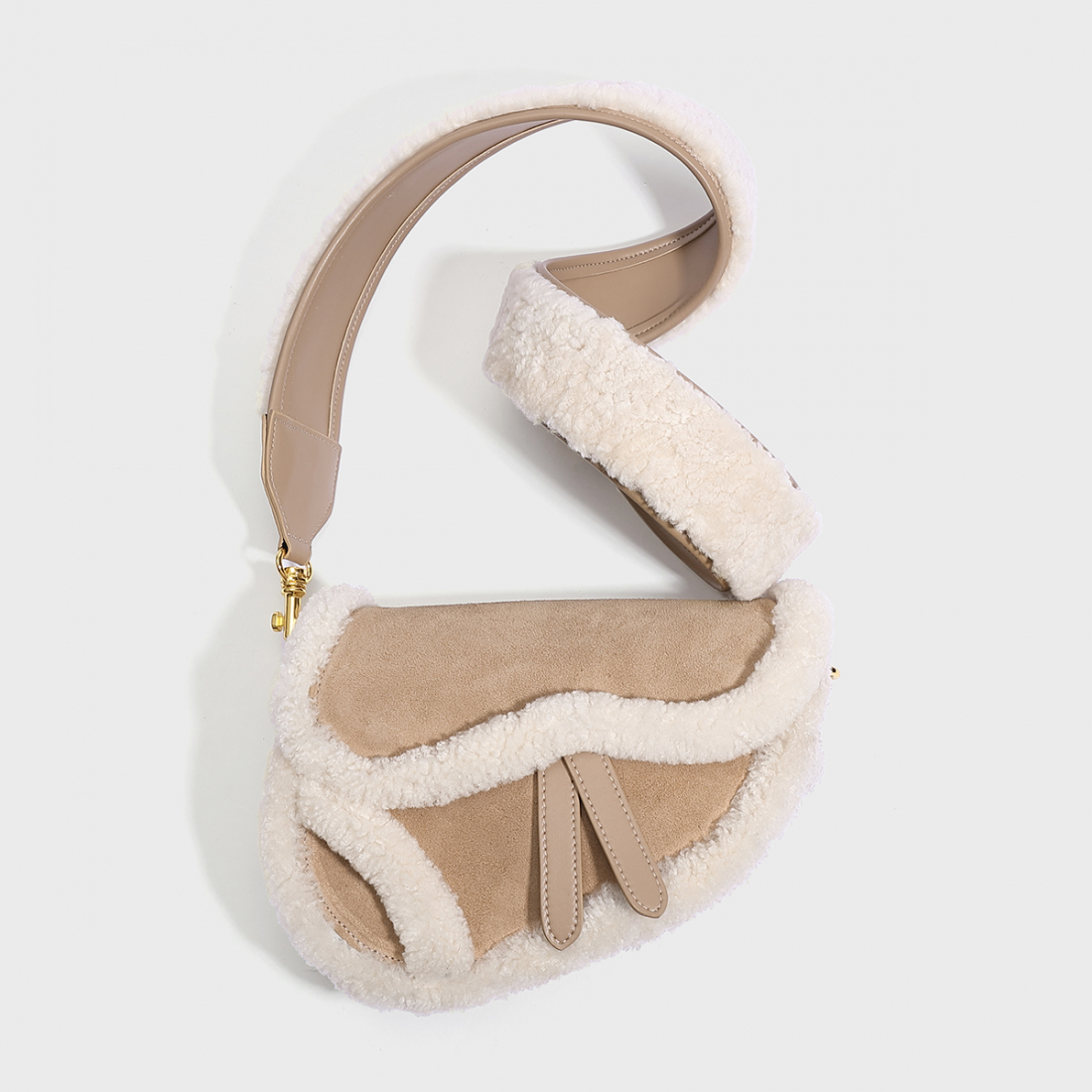 Women's 'Furry Saddle' Shoulder Bag
