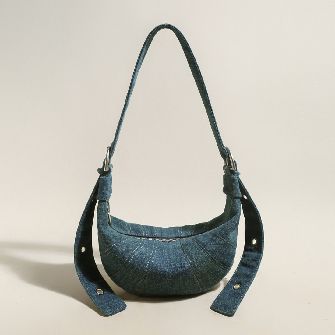 Women's 'Understated Denim Croissant Mini' Shoulder Bag