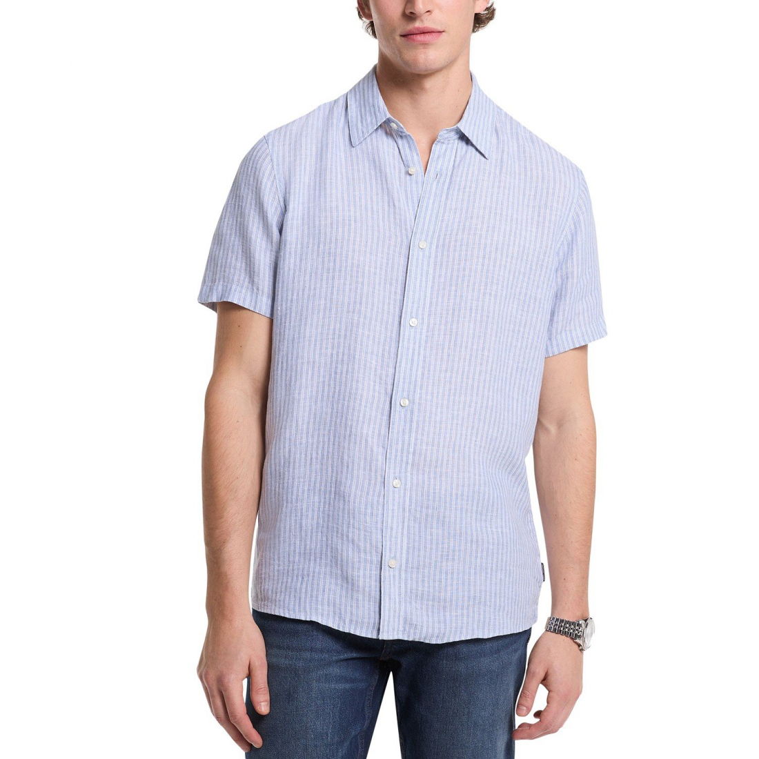 Men's 'Classic Fit Short Sleeve Button Front Halo Striped' Short sleeve shirt