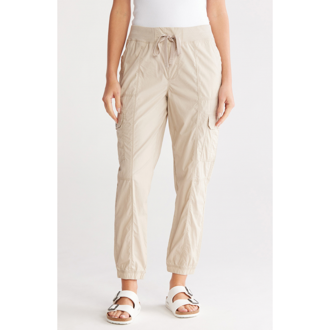 Jogging 'Ribbed Drawstring Waist Cargo' pour Femmes