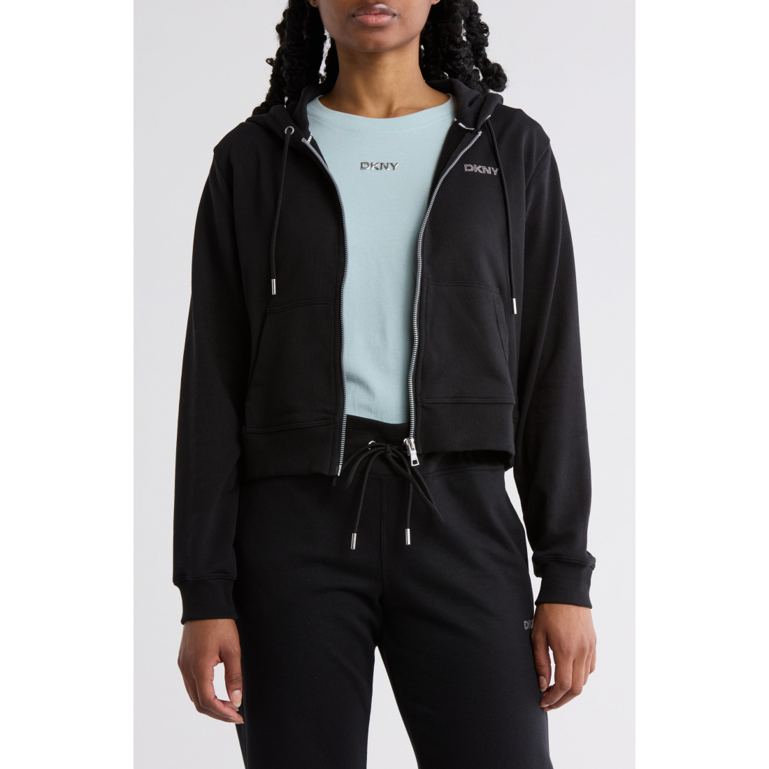 Women's 'Mini Stud Logo Zip' Hoodie