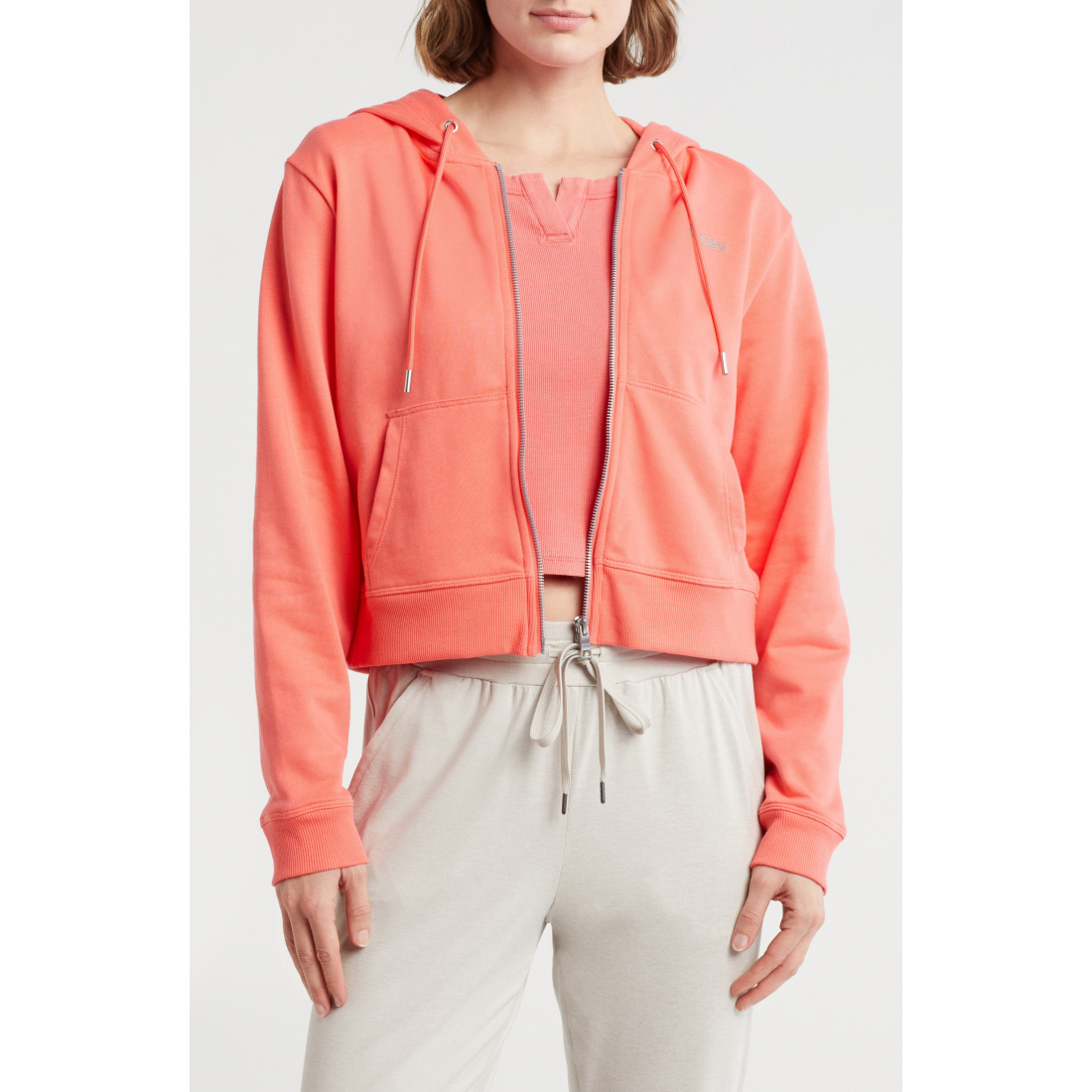 Women's 'Mini Stud Logo Zip' Hoodie