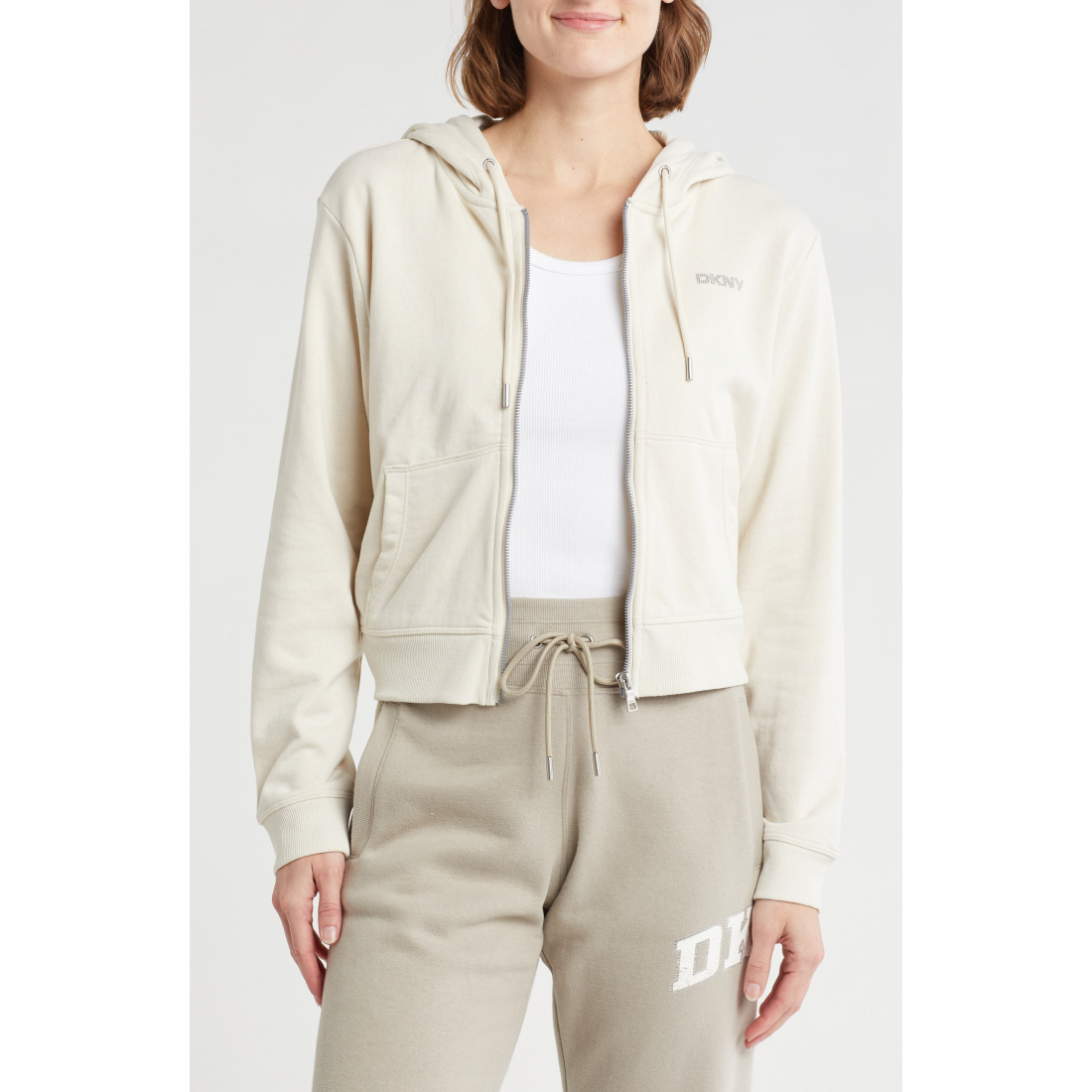 Women's 'Mini Stud Logo Zip' Hoodie