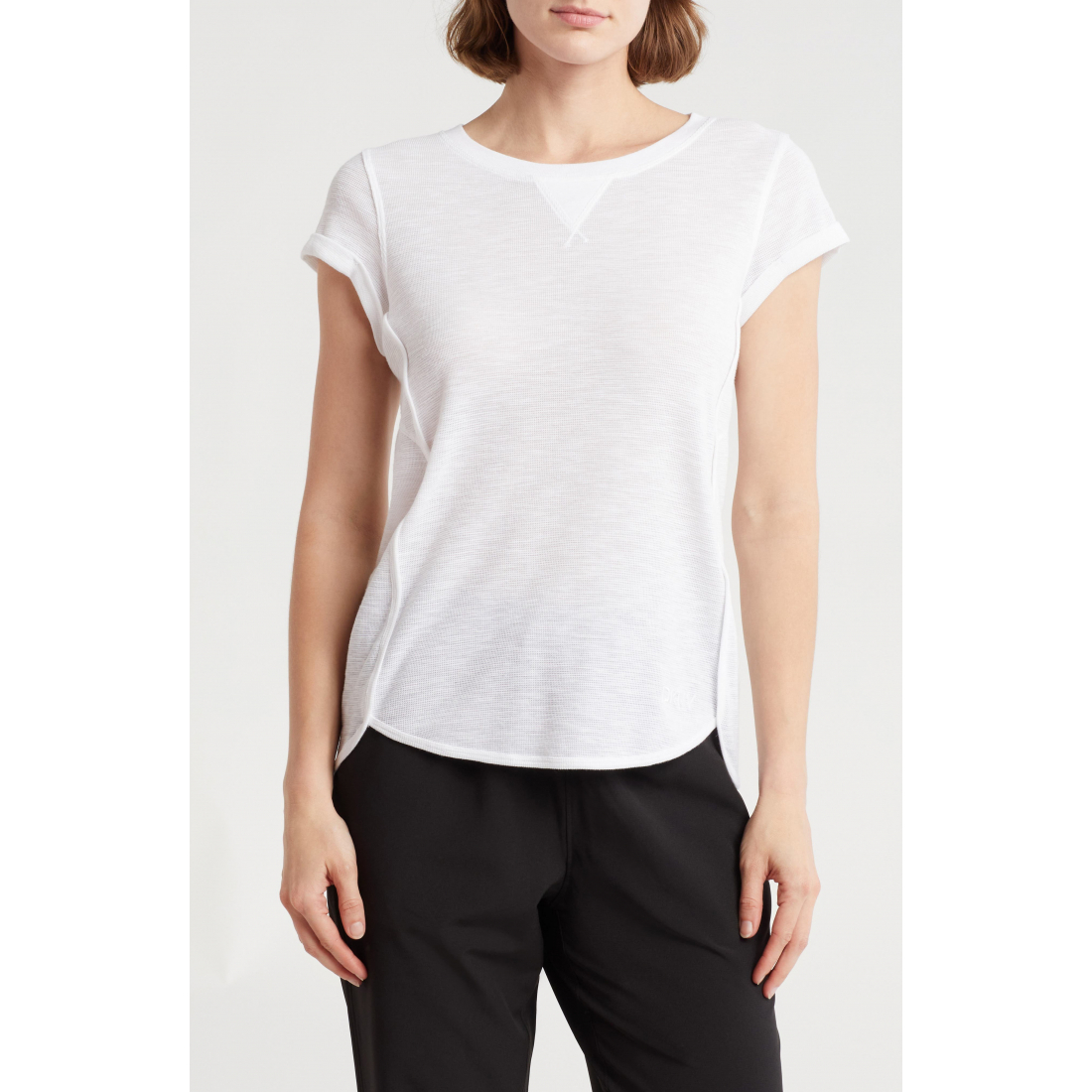 T-shirt 'Mini Waffle Embroidered Logo' pour Femmes