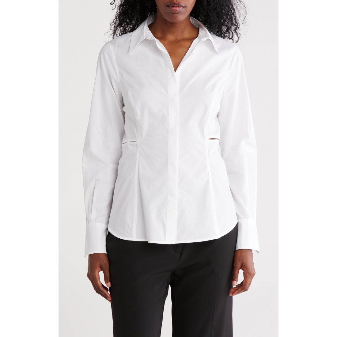 Chemise 'Long Sleeve Cotton Poplin Button-Up Shirt' pour Femmes
