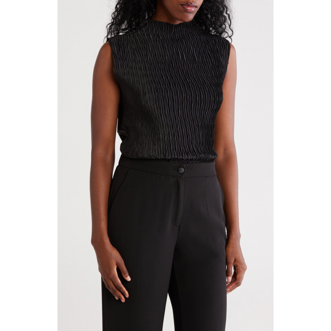 Top 'Funnel Neck Pleated Woven' pour Femmes
