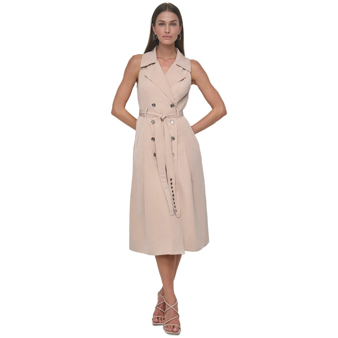 Robe sans manches 'Collared Belted Fit & Flare' pour Femmes