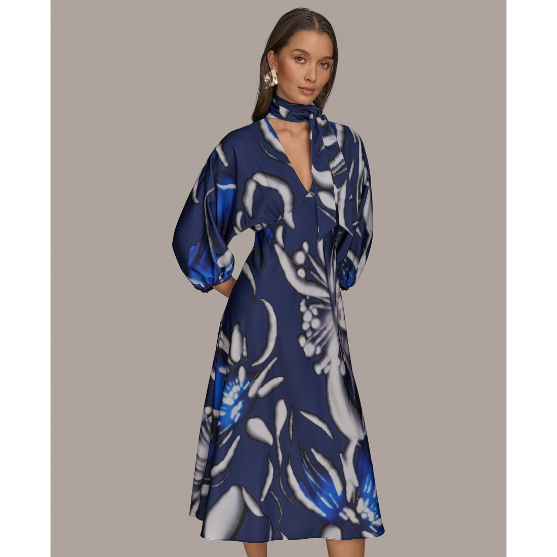 Robe Midi 'Tie-Neck A-Line' pour Femmes