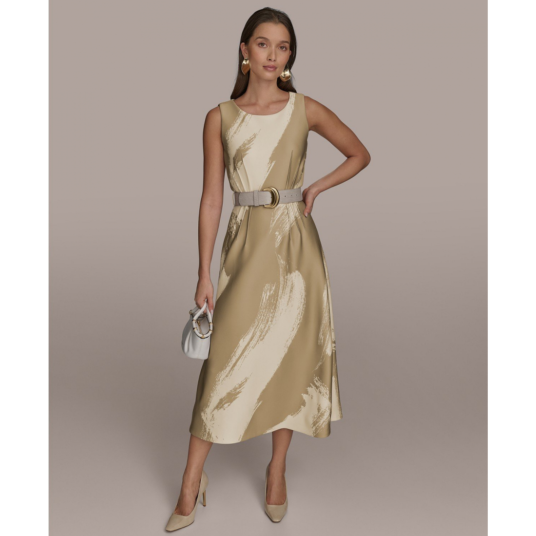 Robe Midi 'Brushstroke-Print' pour Femmes