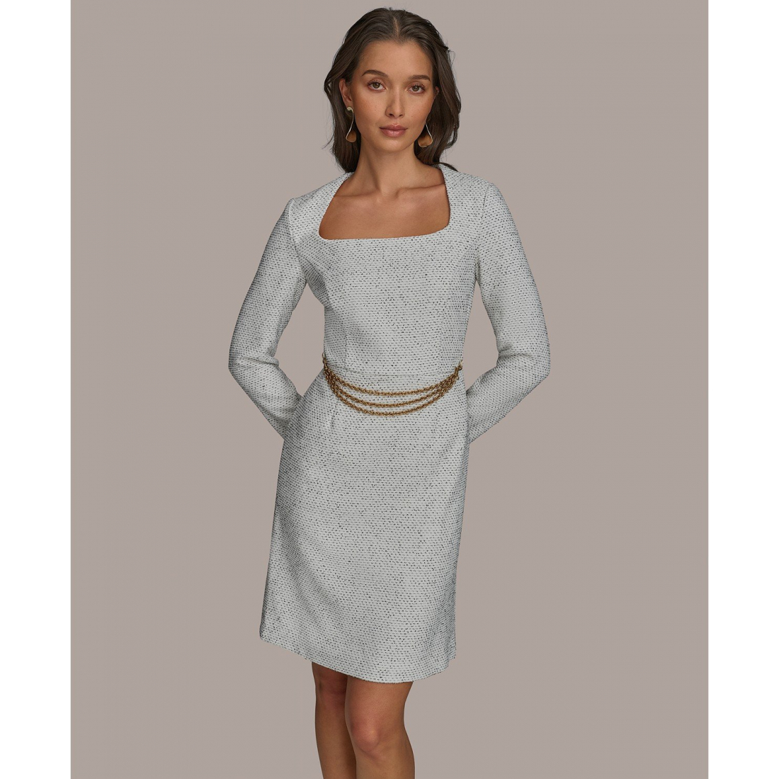 Robe mini 'Square-Neck Chain-Trim' pour Femmes