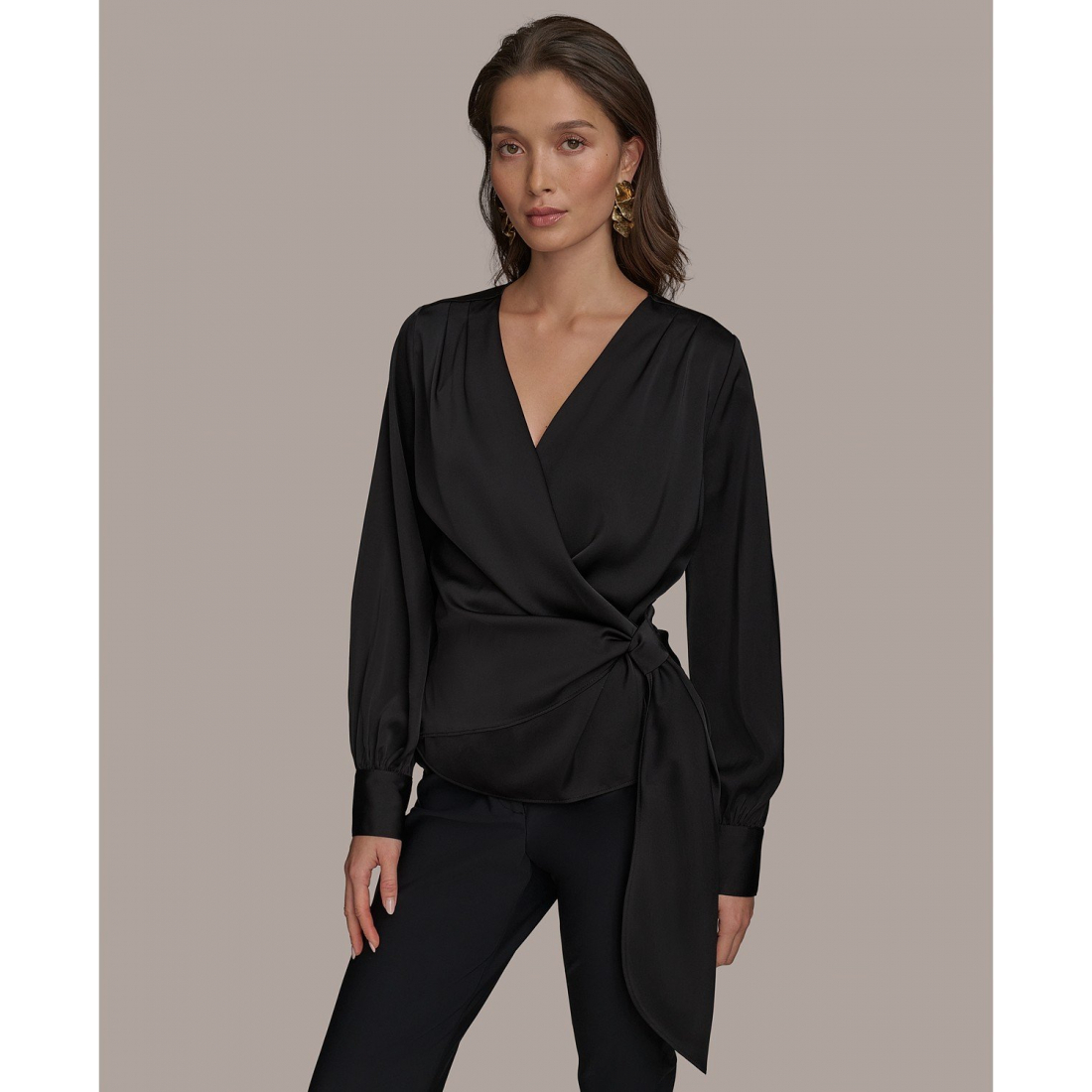 Top à manches longues 'Faux-Wrap' pour Femmes