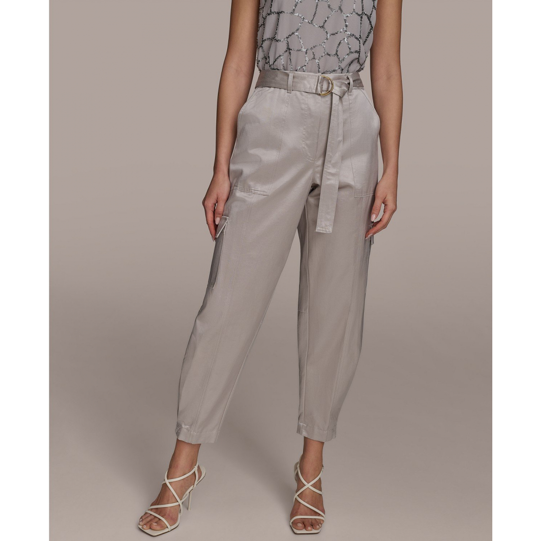 Pantalon cargo 'Belted Satin' pour Femmes