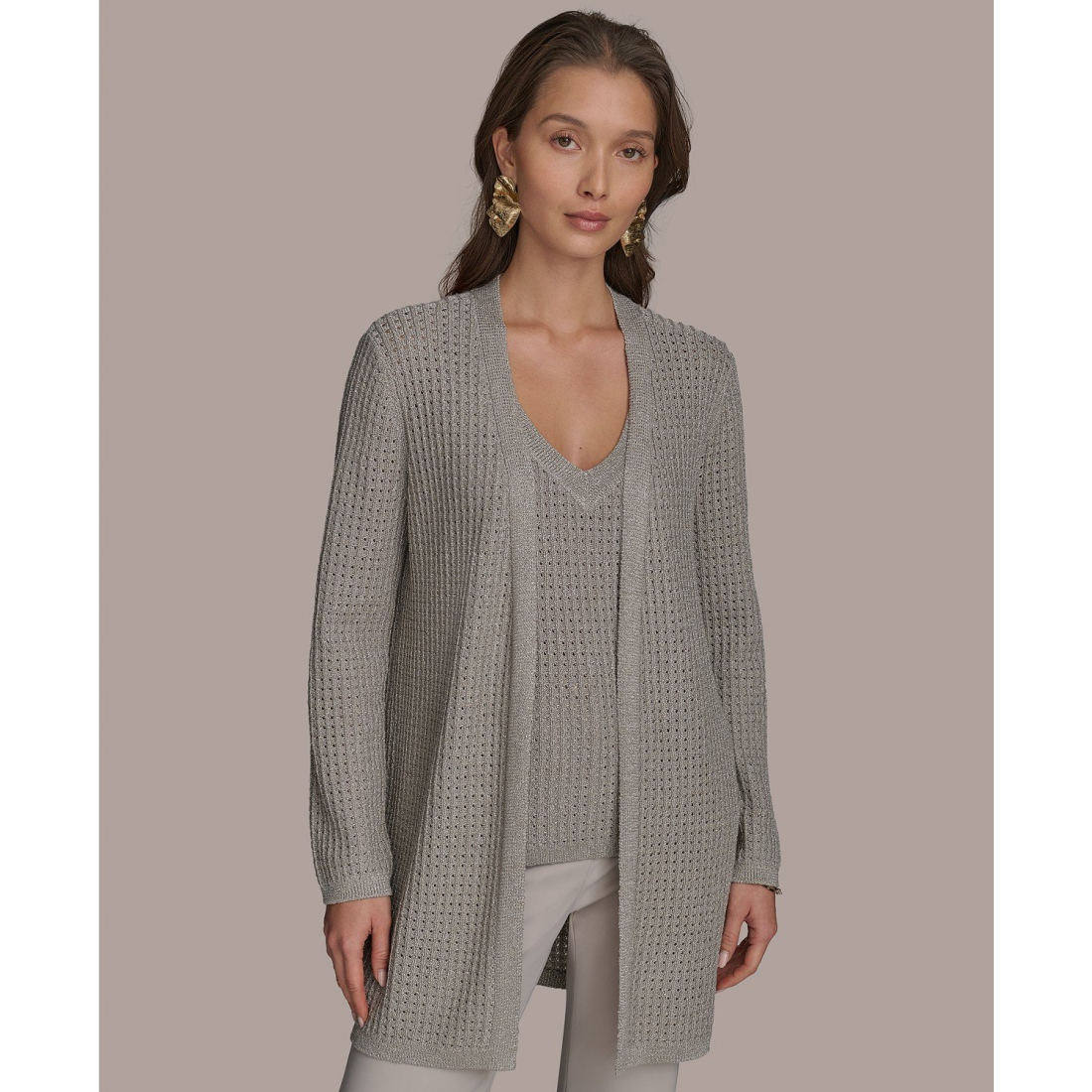 Cardigan 'Metallic Open-Weave' pour Femmes