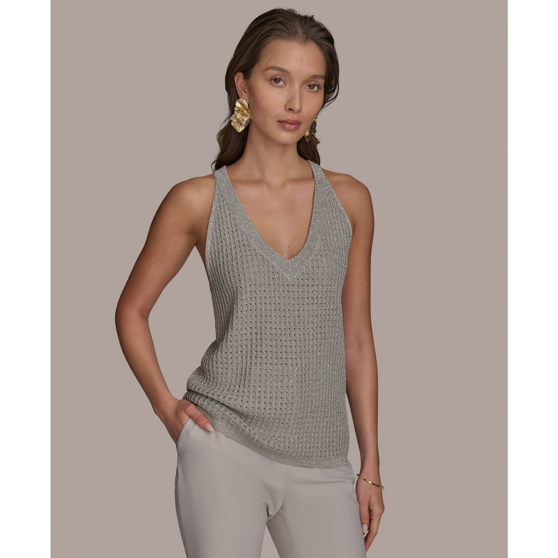 Débardeur 'Metallic Open-Weave Sweater' pour Femmes
