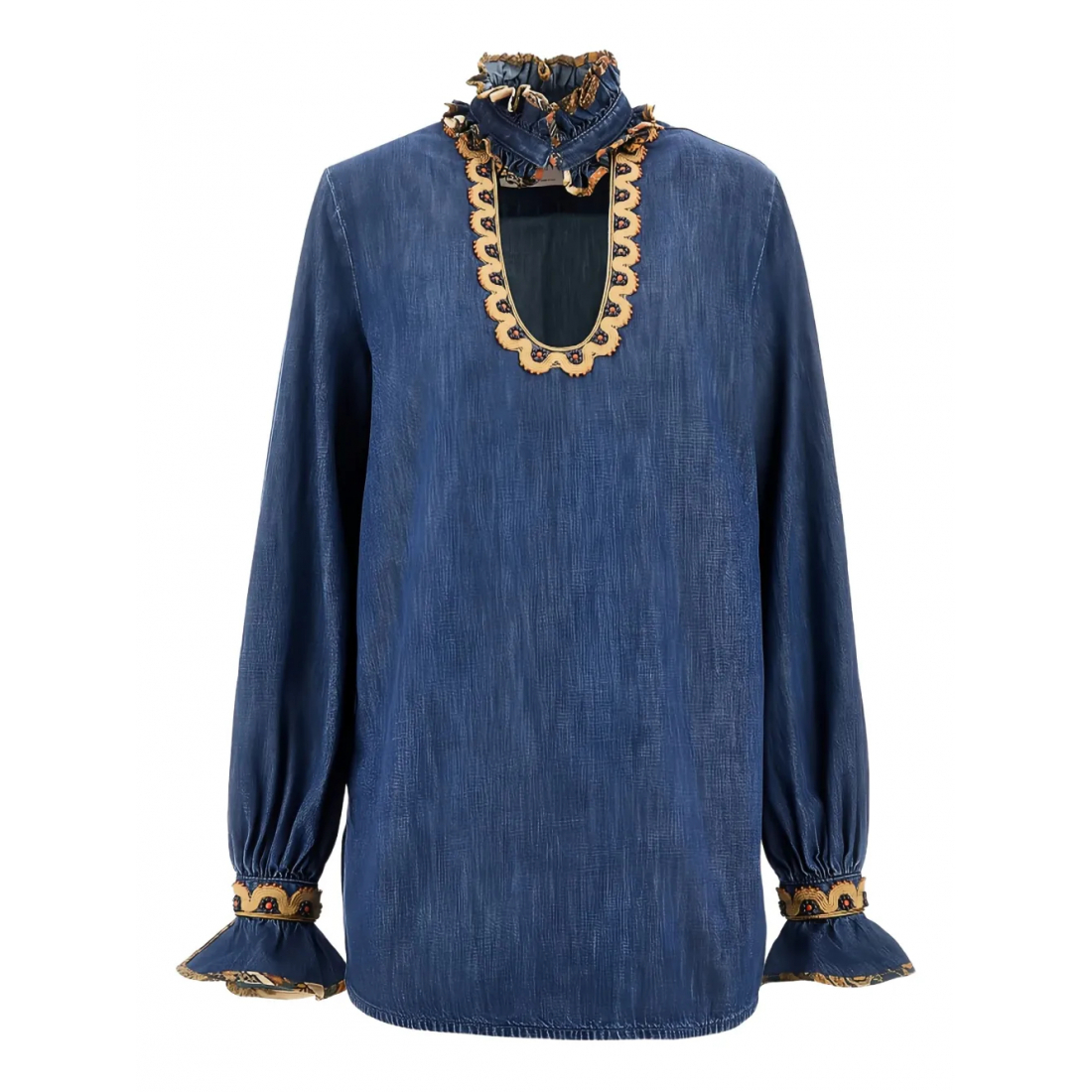 Blouse à manches longues 'Embroidered Chambray' pour Femmes