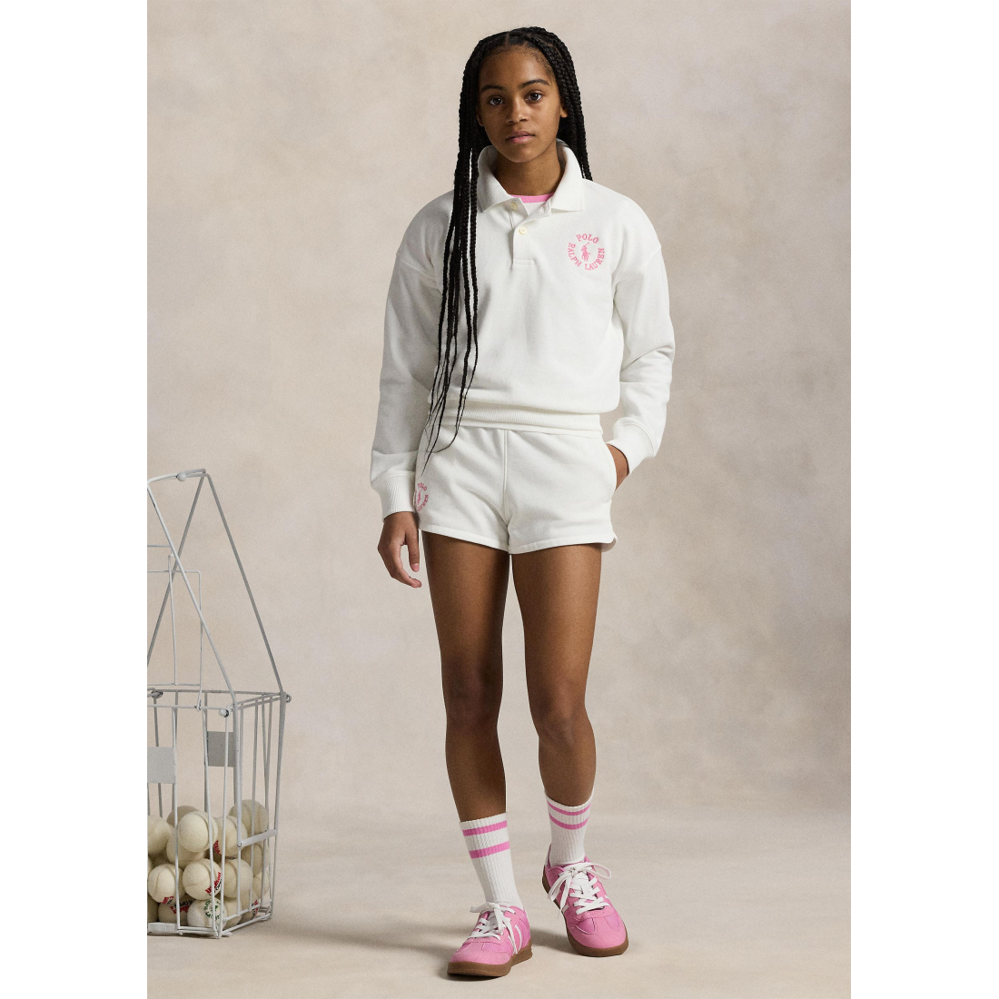 Big Girl's 'Logo French Terry Polo' Sweatshirt