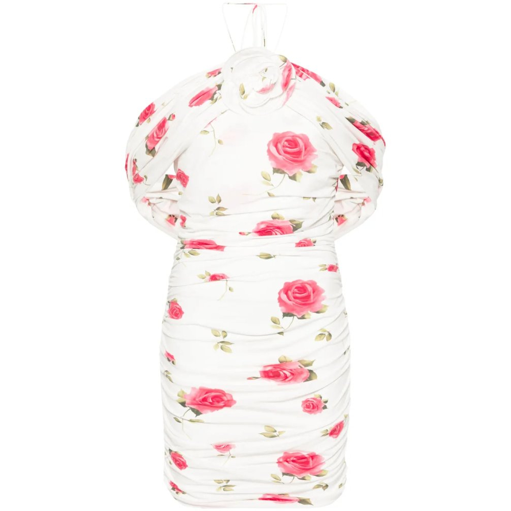 Robe mini 'Rose-Print Ruched' pour Femmes