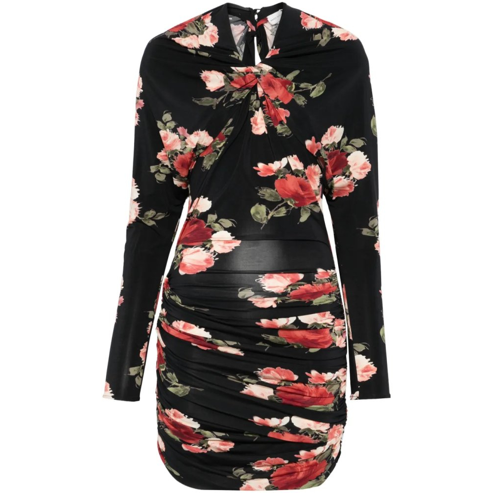 Robe mini 'Floral-Print Draped' pour Femmes