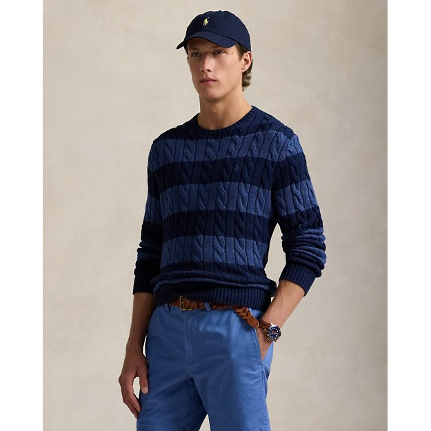 Men's 'Striped Cable-Knit Cotton Sweater'
