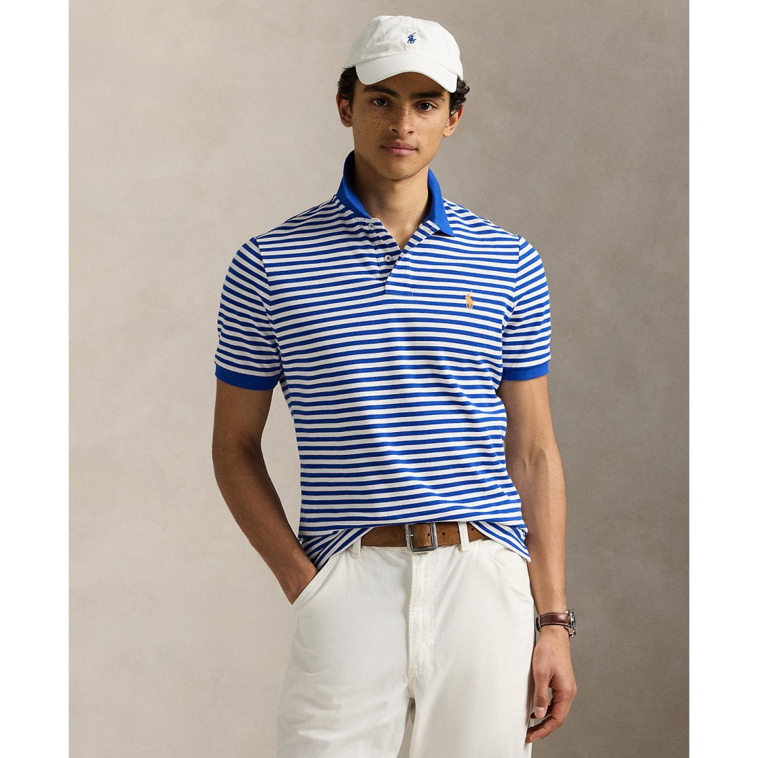 'Classic-Fit Striped Mesh Polo Shirt' pour Hommes