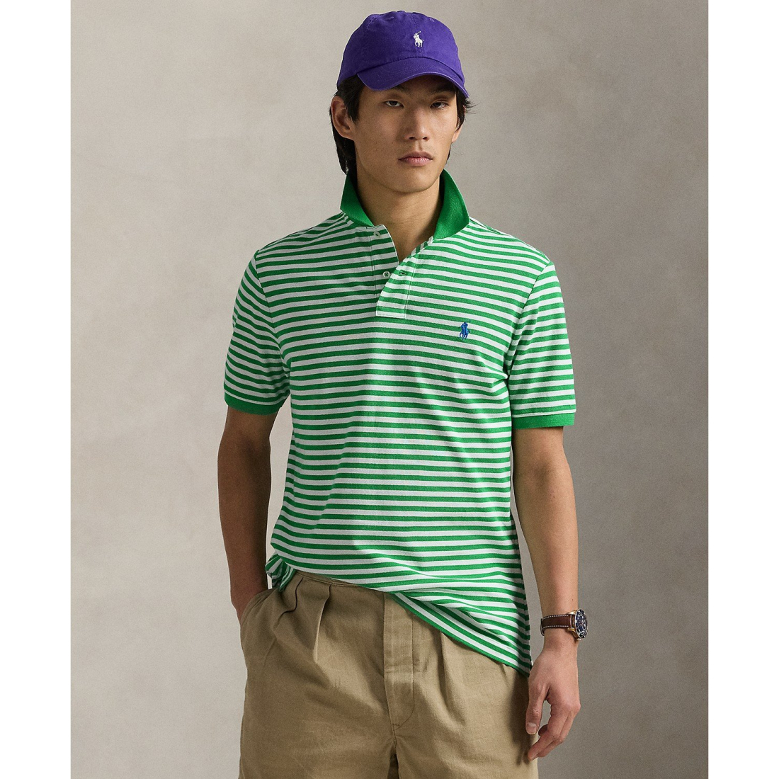 'Classic-Fit Striped Mesh Polo Shirt' pour Hommes