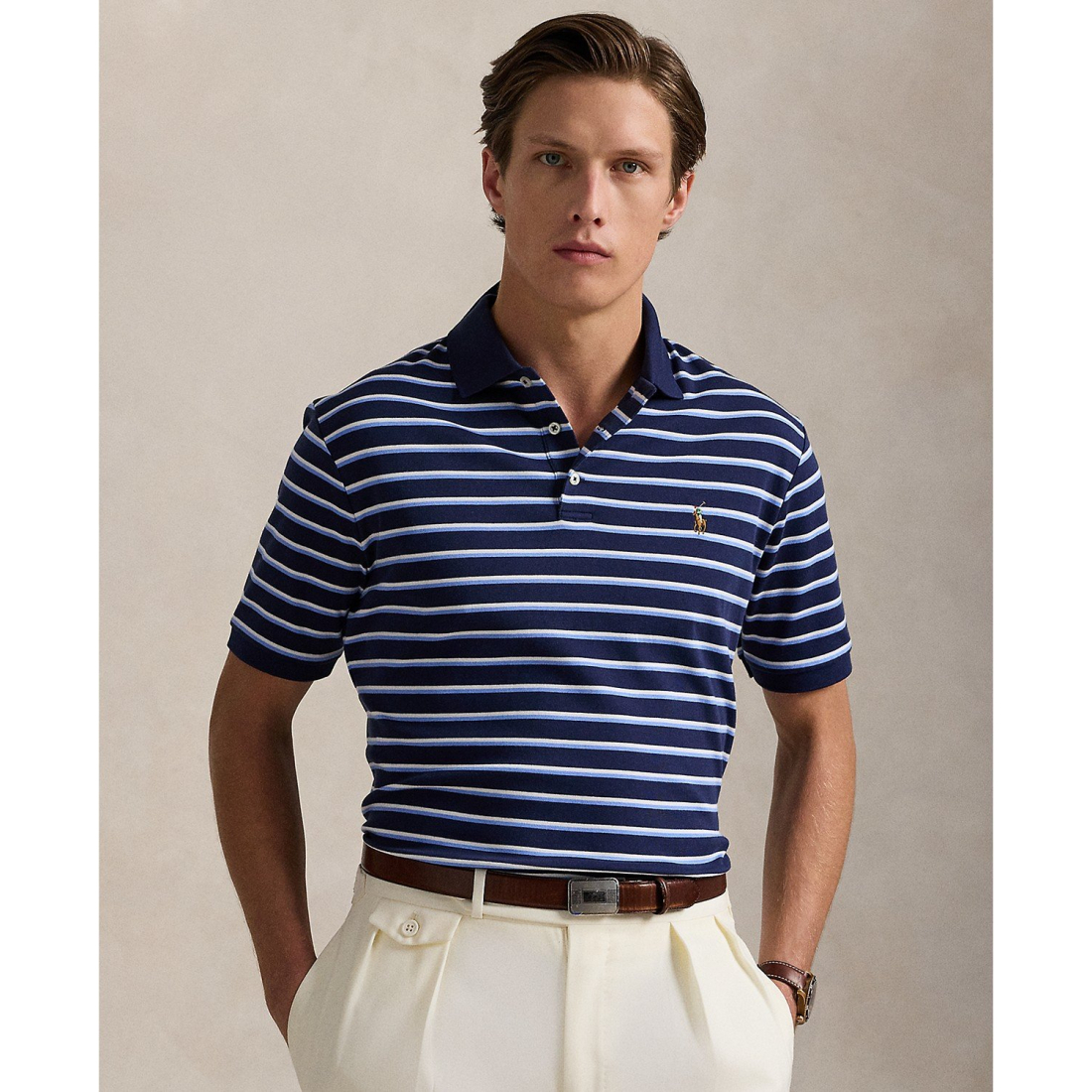 'Classic-Fit Striped Soft Cotton Polo' pour Hommes