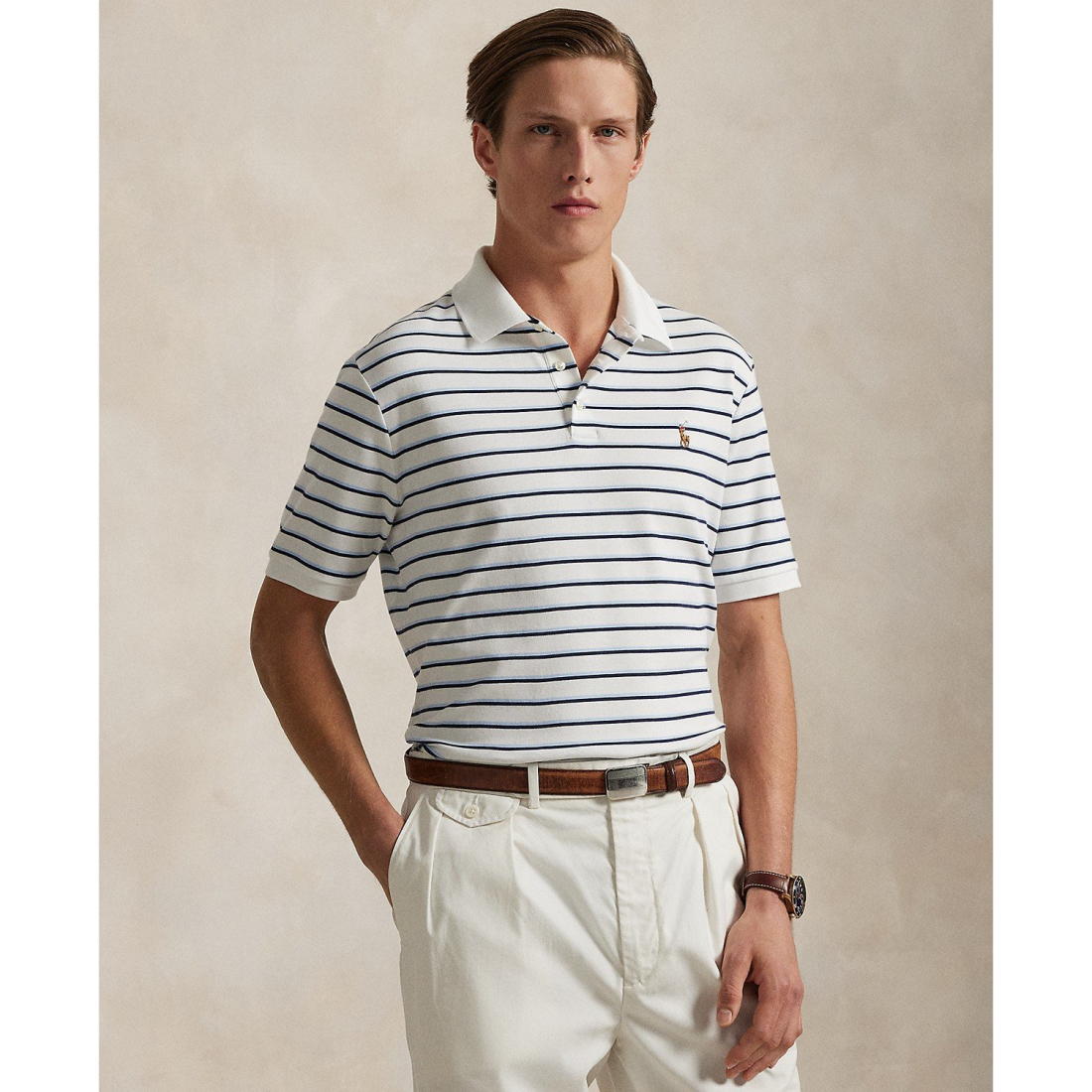 'Classic-Fit Striped Soft Cotton Polo' pour Hommes