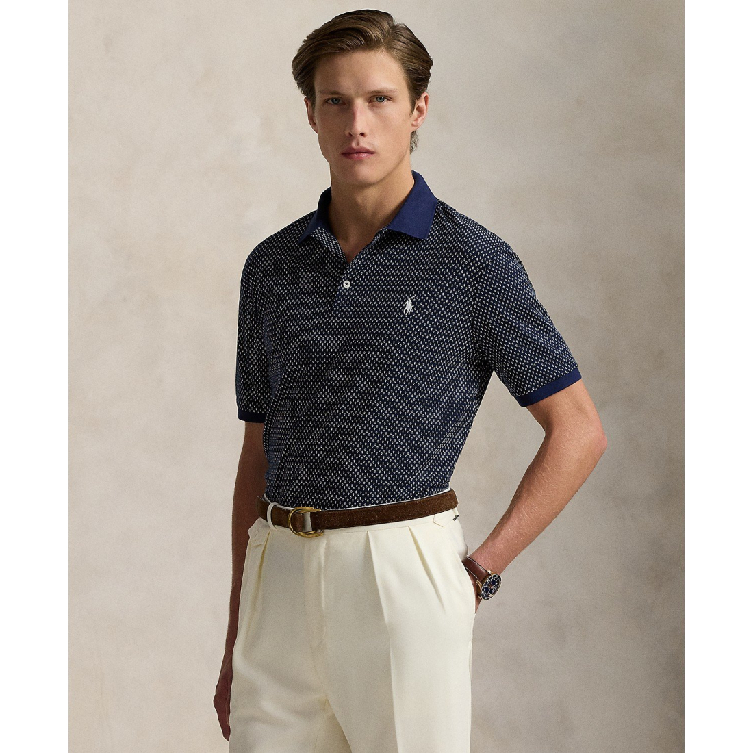 'Classic-Fit Print Soft Cotton Polo Shirt' pour Hommes