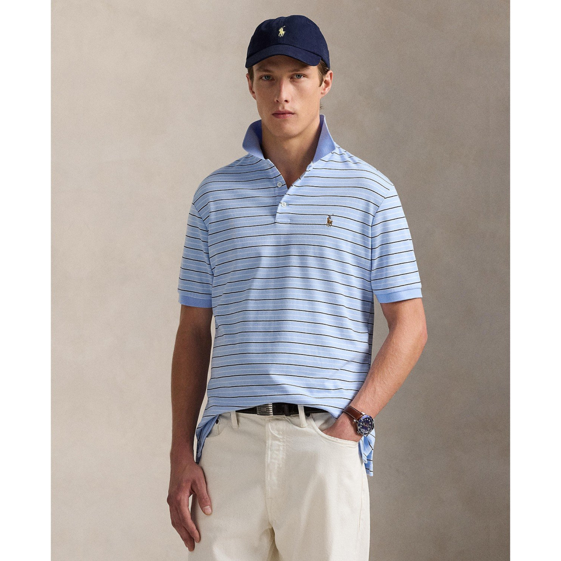 'Classic-Fit Striped Soft Cotton Polo' pour Hommes