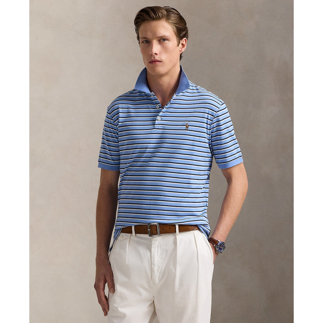 'Classic-Fit Striped Soft Cotton Polo' pour Hommes