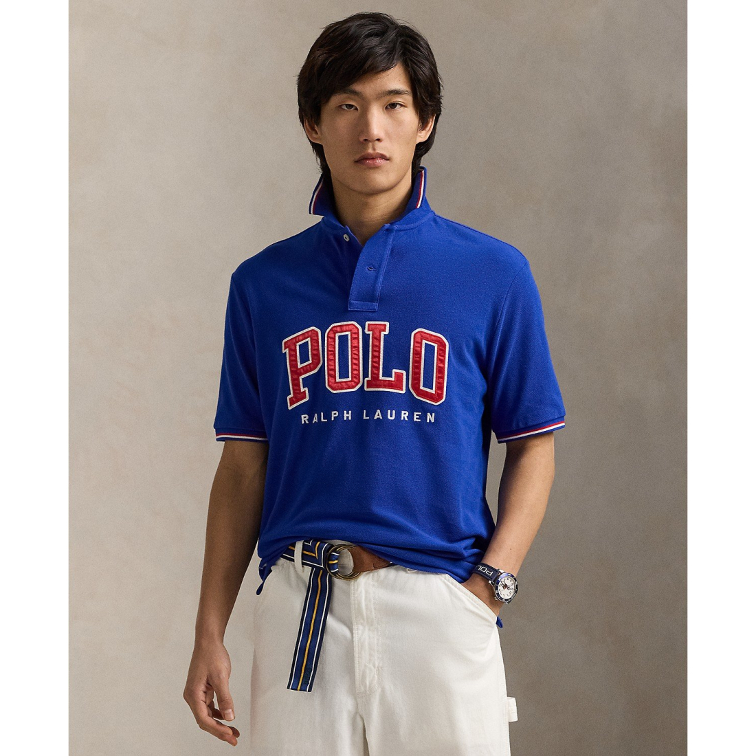 'Classic-Fit Logo Mesh Polo Shirt' pour Hommes