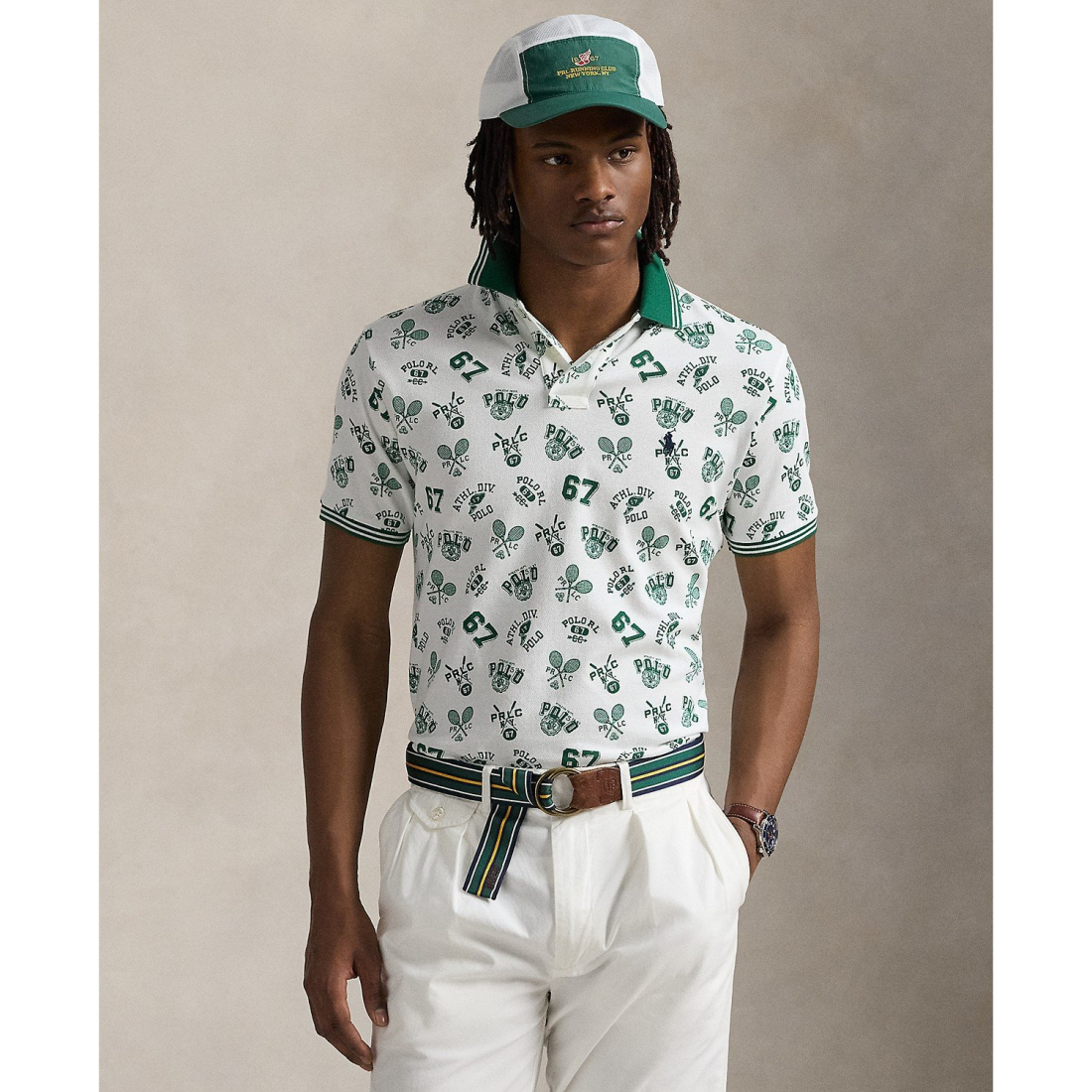 Polo 'Classic-Fit Print Mesh' pour Hommes