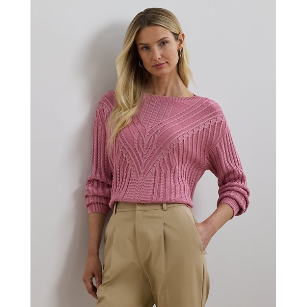 'Cable-Knit Cotton-Blend Boatneck Sweater' für Damen